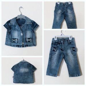 Toddlers jacket and pants jeans set